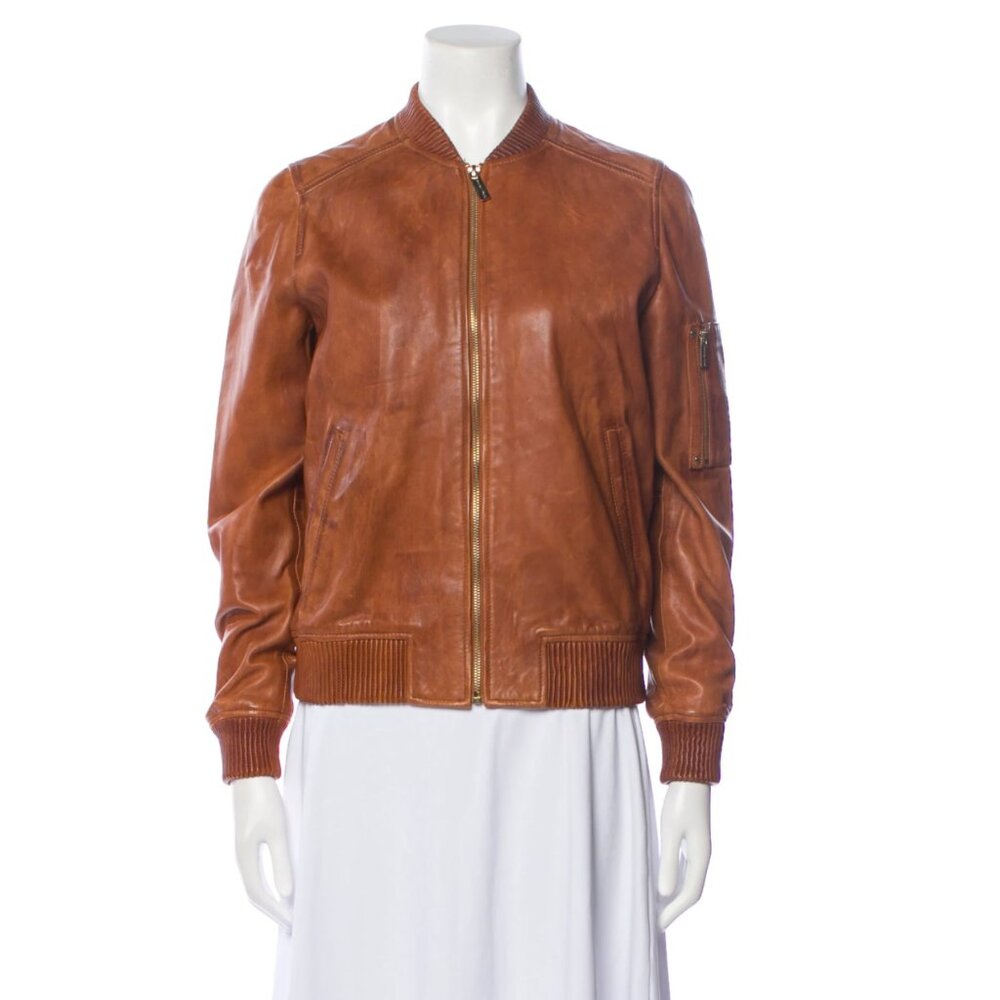 Michael Michael Kors Lamb Leather Bomber Jacket